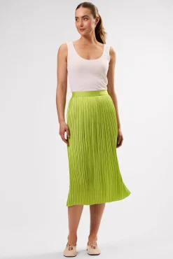 Skirts|Clearance^Amour Vert Blaze Pleated Recycled Sateen Skirt LimeGreen