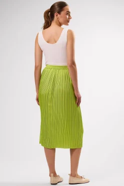 Skirts|Clearance^Amour Vert Blaze Pleated Recycled Sateen Skirt LimeGreen