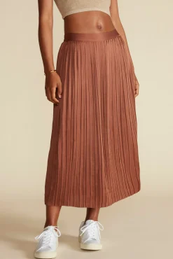 Skirts|Clearance^Amour Vert Blaze Pleated Recycled Sateen Skirt Cafe