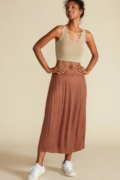 Skirts|Clearance^Amour Vert Blaze Pleated Recycled Sateen Skirt Cafe