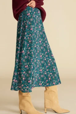 Skirts^Amour Vert Blaze Washable Silk Skirt ChloeGreenFloralPrint