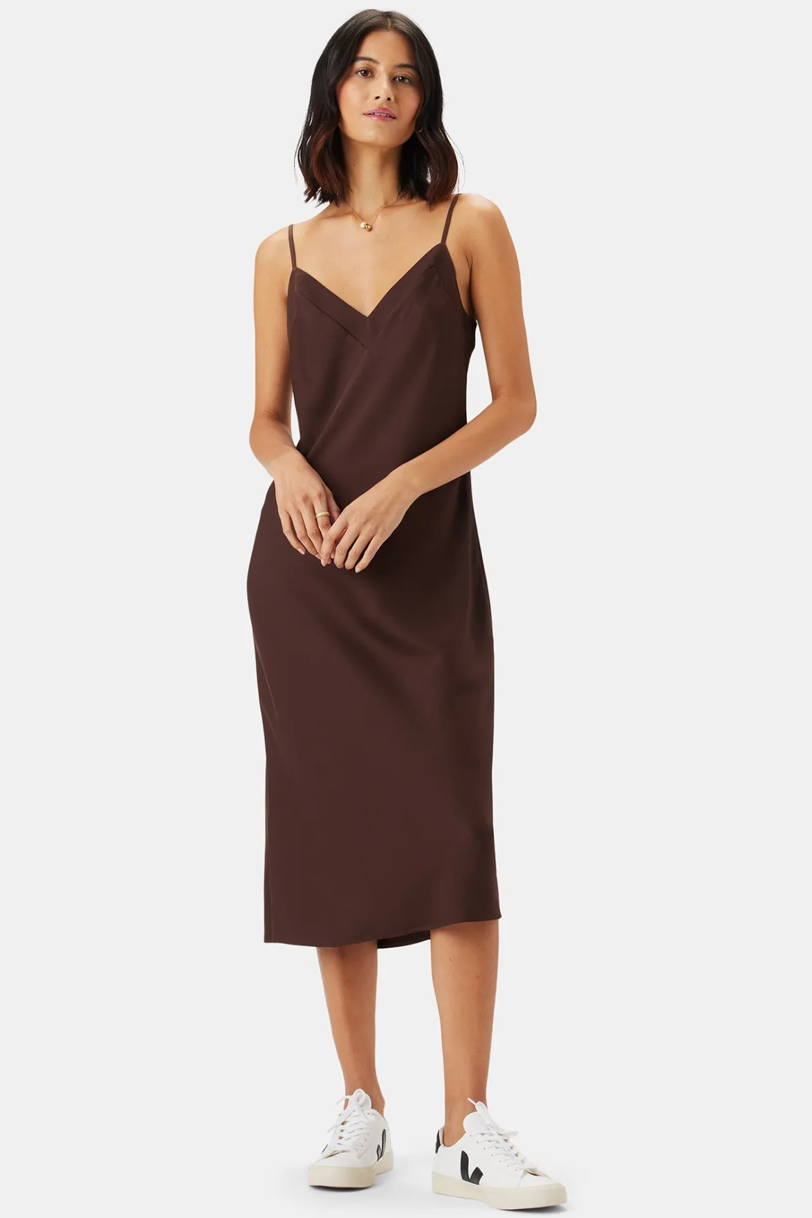 Dresses|Clearance^Amour Vert Briana Washable Silk Dress Espresso