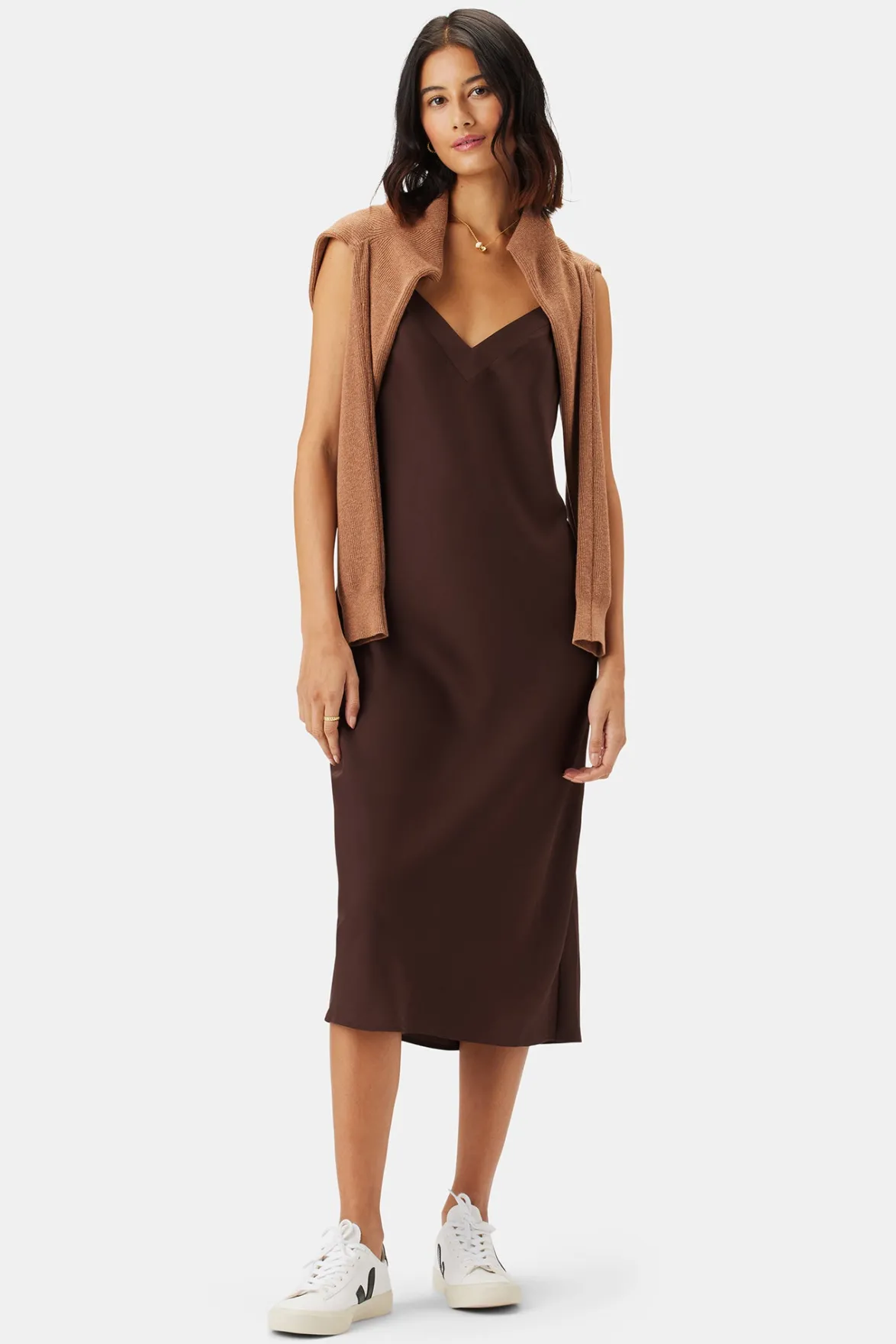 Dresses|Clearance^Amour Vert Briana Washable Silk Dress Espresso