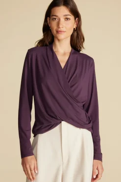 Blouses & Shirts|Tops^Amour Vert Calais Bamboo Knit Blouse PurpleFig