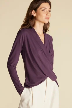Blouses & Shirts|Tops^Amour Vert Calais Bamboo Knit Blouse PurpleFig