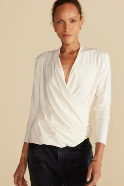 Blouses & Shirts|Tops^Amour Vert Calais Bamboo Knit Blouse Ivory