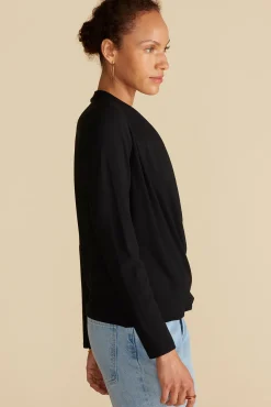 Blouses & Shirts|Tops^Amour Vert Calais Bamboo Knit Blouse Black