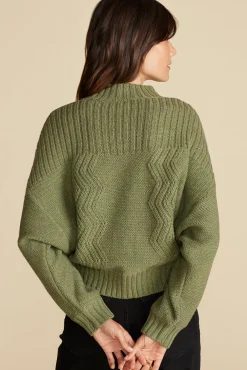 Sweaters & Cardigans^Amour Vert Cameryn Cable Knit Wool Sweater OliveGreen
