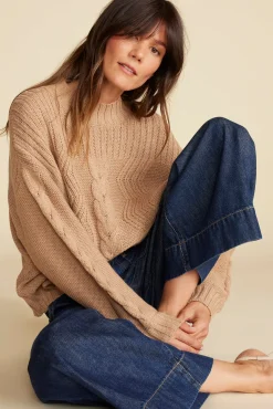 Sweaters & Cardigans^Amour Vert Cameryn Cable Knit Wool Sweater Camel