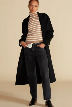 Sweaters & Cardigans|Clearance^Amour Vert Carrie Turtleneck Cashmere Sweater CamelandIvoryStripe