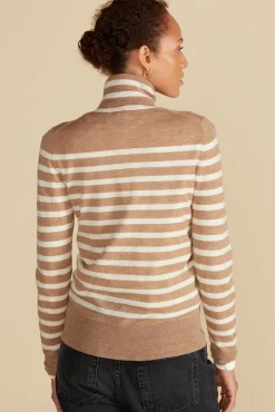 Sweaters & Cardigans|Clearance^Amour Vert Carrie Turtleneck Cashmere Sweater CamelandIvoryStripe