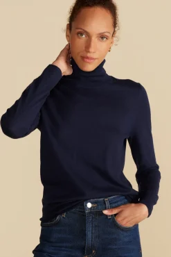 Sweaters & Cardigans|Clearance^Amour Vert Carrie Turtleneck Cashmere Sweater NavyBlue