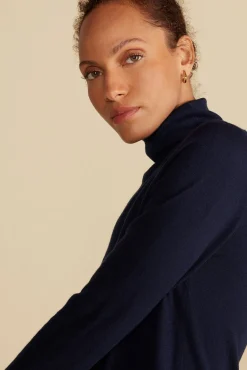 Sweaters & Cardigans|Clearance^Amour Vert Carrie Turtleneck Cashmere Sweater NavyBlue
