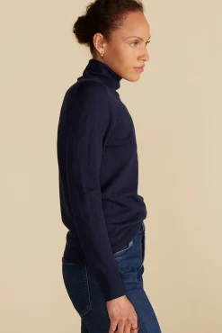 Sweaters & Cardigans|Clearance^Amour Vert Carrie Turtleneck Cashmere Sweater NavyBlue