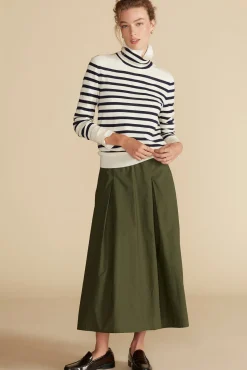 Sweaters & Cardigans|Clearance^Amour Vert Carrie Turtleneck Cashmere Sweater IvoryandNavyBlueStripe