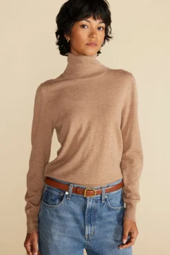 Sweaters & Cardigans|Clearance^Amour Vert Carrie Turtleneck Cashmere Sweater CafeAuLaitBeige
