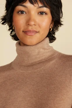 Sweaters & Cardigans|Clearance^Amour Vert Carrie Turtleneck Cashmere Sweater CafeAuLaitBeige