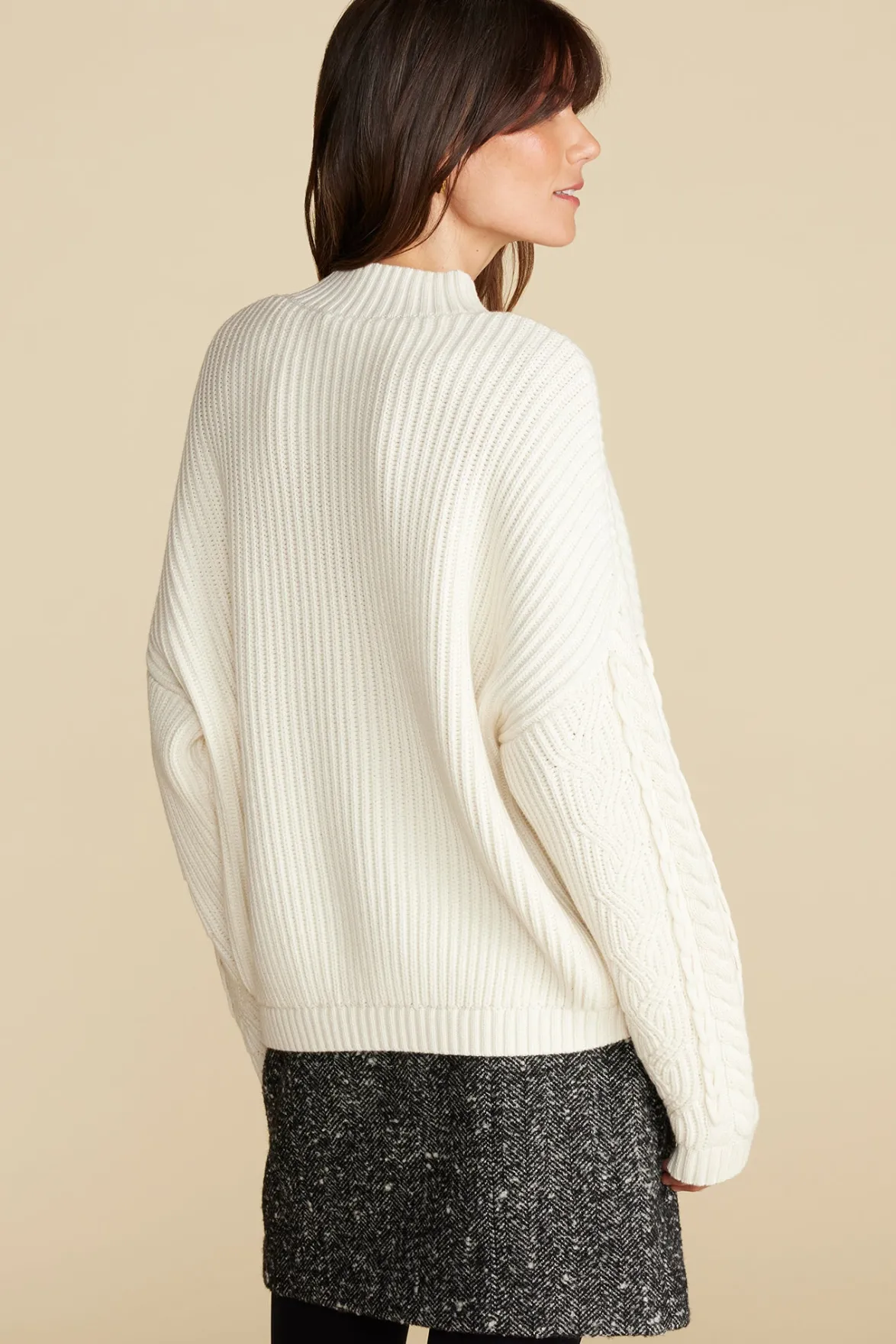 Sweaters & Cardigans^Amour Vert Celeste Cable Cotton Merino Sweater Ivory