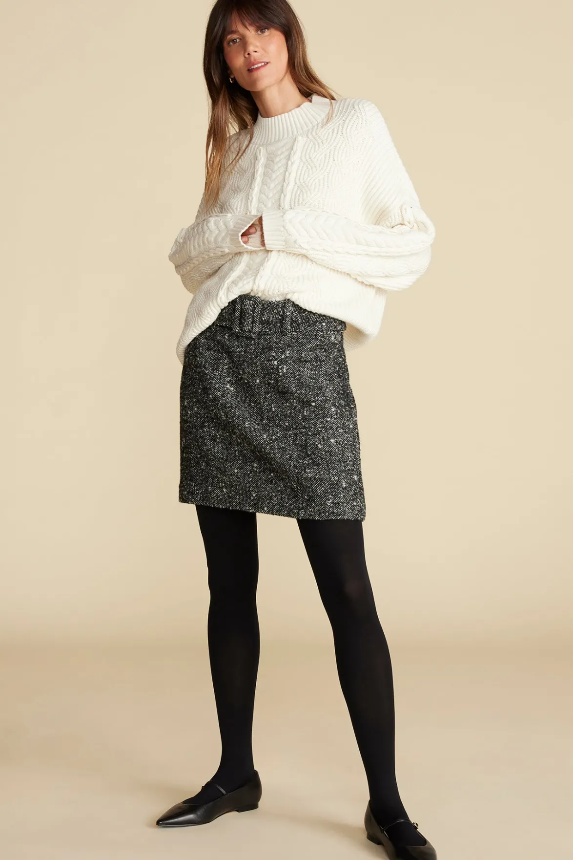 Sweaters & Cardigans^Amour Vert Celeste Cable Cotton Merino Sweater Ivory
