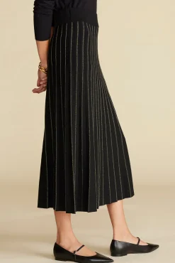Skirts^Amour Vert Cerise Metallic Knit Midi Skirt BlackandGold