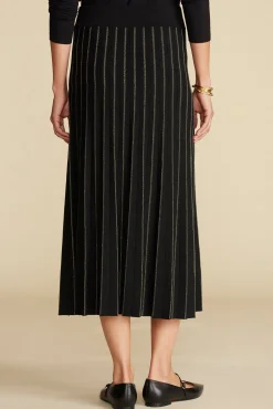 Skirts^Amour Vert Cerise Metallic Knit Midi Skirt BlackandGold