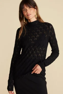 Tops^Amour Vert Chaney Diamond Pointelle Top Black