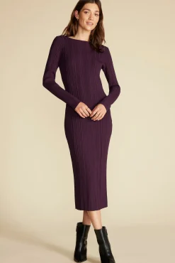 Dresses|Clearance^Amour Vert Chantae Boatneck Rib Dress PurpleFig