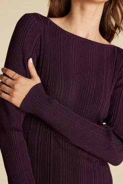 Dresses|Clearance^Amour Vert Chantae Boatneck Rib Dress PurpleFig