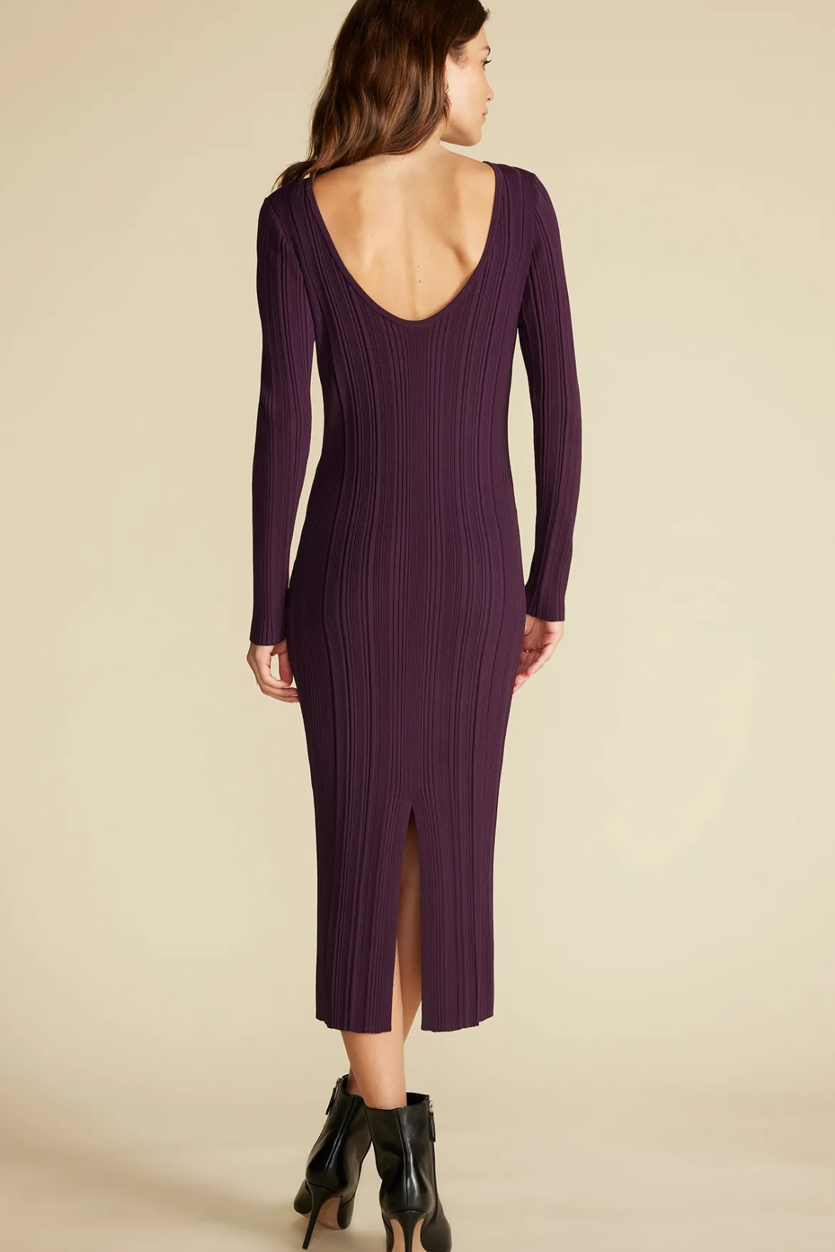 Dresses|Clearance^Amour Vert Chantae Boatneck Rib Dress PurpleFig