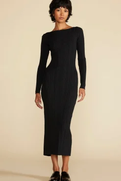 Dresses|Clearance^Amour Vert Chantae Ribbed Boatneck Dress Black