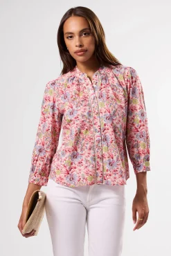Tops|Clearance^Amour Vert Charlotte Organic Cotton Blouse MarseilleRed