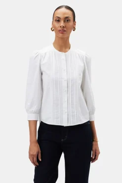 Tops|Clearance^Amour Vert Charlotte Organic Cotton Poplin Blouse White