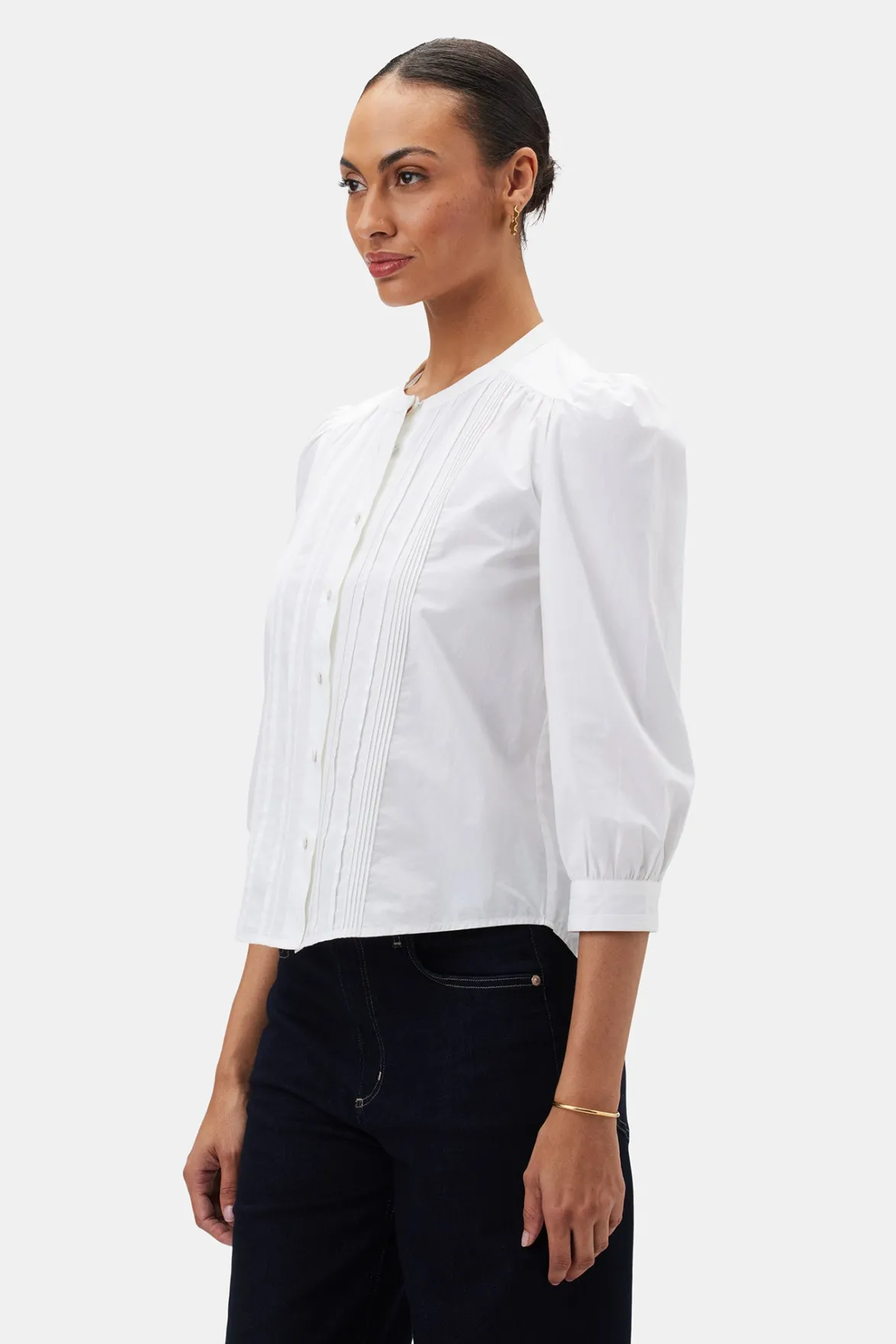 Tops|Clearance^Amour Vert Charlotte Organic Cotton Poplin Blouse White