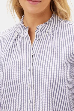 Tops|Clearance^Amour Vert Charlotte Seersucker Blouse BrittanyStripeBlue