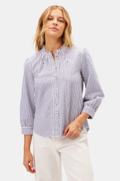 Tops|Clearance^Amour Vert Charlotte Seersucker Blouse BrittanyStripeBlue
