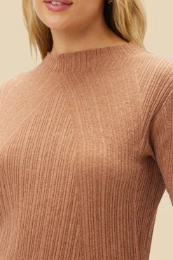 Tops|Clearance^Amour Vert Claire Mock Neck Sweater Tan