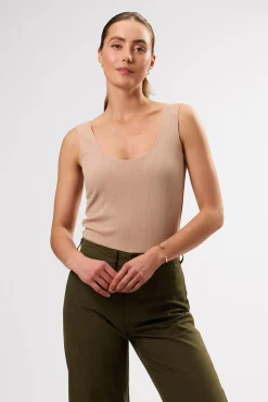 Tops|Clearance^Amour Vert Clarisse Silk Knit Tank Sand