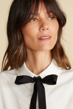 Blouses & Shirts|Tops^Amour Vert Cottine Cotton Poplin Tie Blouse White