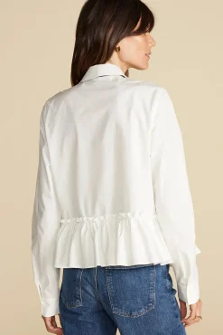 Blouses & Shirts|Tops^Amour Vert Cottine Cotton Poplin Tie Blouse White