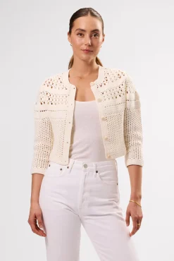 Sweaters & Cardigans|Clearance^Amour Vert Crochet Cardigan Ivory