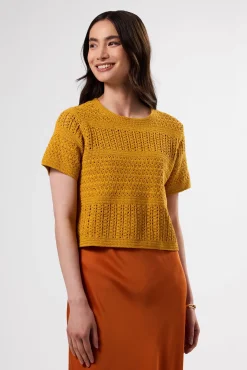 Tops|Clearance^Amour Vert Crochet T Shirt SoleilYellow