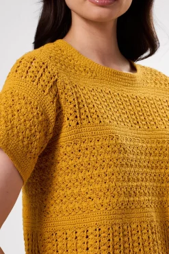 Tops|Clearance^Amour Vert Crochet T Shirt SoleilYellow