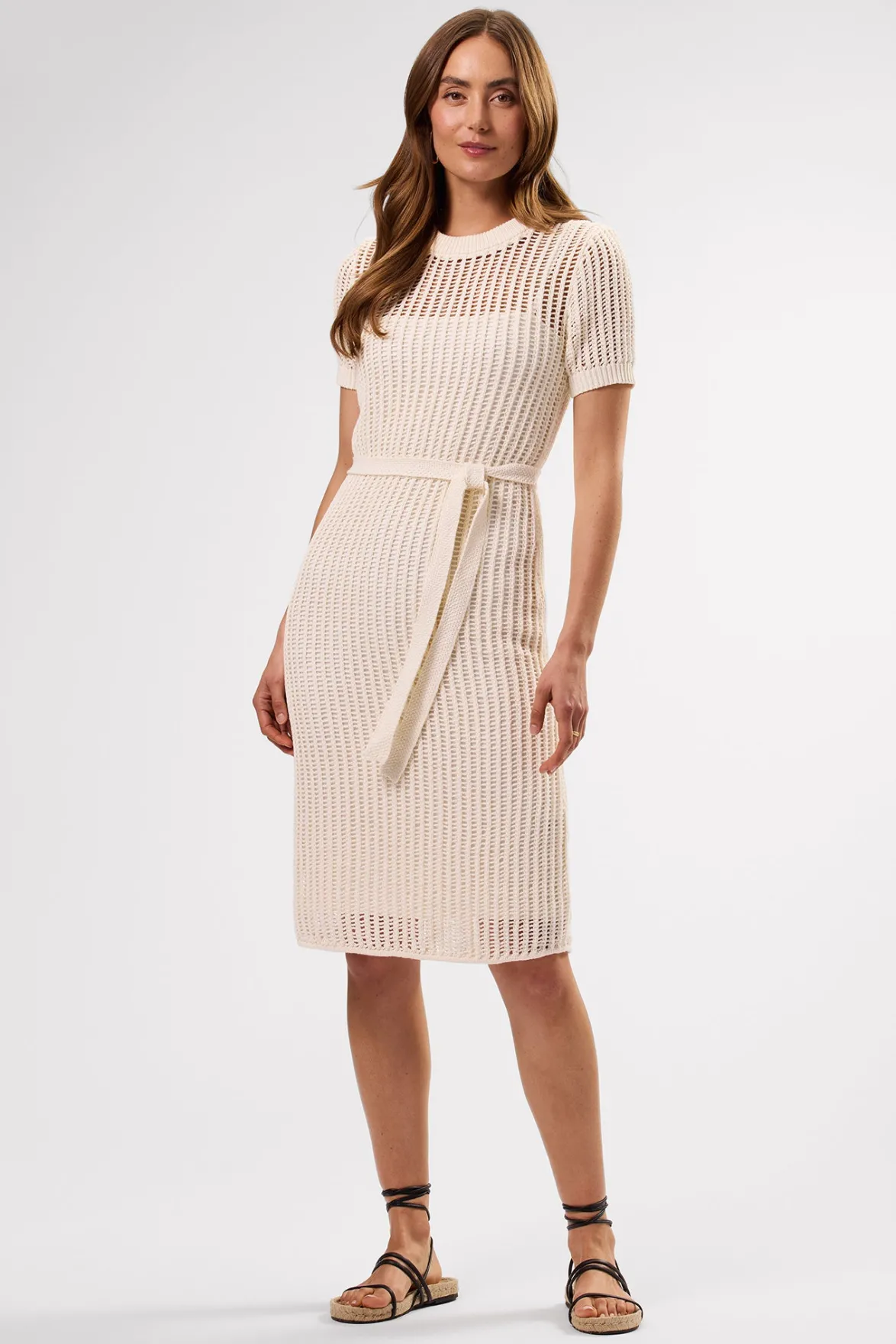 Dresses|Clearance^Amour Vert Crochet T Shirt Dress Ivory