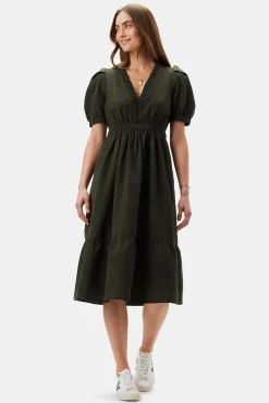 Dresses|Clearance^Amour Vert Danielle Cotton Linen Dress OliveGreen