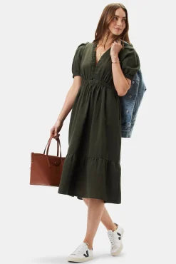 Dresses|Clearance^Amour Vert Danielle Cotton Linen Dress OliveGreen