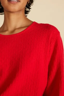 Sweaters & Cardigans^Amour Vert Daphne Novelty Stitch Sweater Red