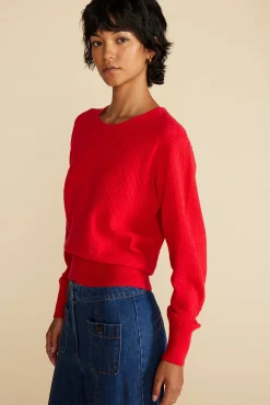 Sweaters & Cardigans^Amour Vert Daphne Novelty Stitch Sweater Red