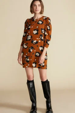 Dresses^Amour Vert Darla Washable Silk Dress AlmondBrownPenseeFloralPrint