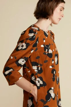 Dresses^Amour Vert Darla Washable Silk Dress AlmondBrownPenseeFloralPrint
