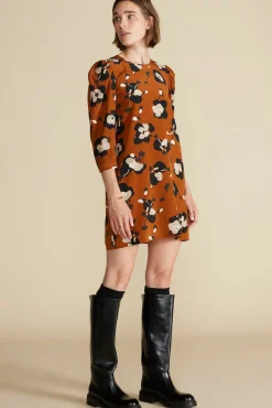 Dresses^Amour Vert Darla Washable Silk Dress AlmondBrownPenseeFloralPrint
